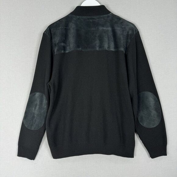 Pendleton Mens Jacket Medium Black Wool Rib Knit Suede Leather Elbow Patch Y2K - Picture 7 of 12